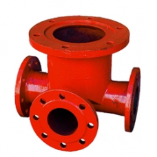 Чугунный фланцевый тройник с пожарной подставкой 150x100x170x118 мм 11 мм 200 мм СЧ10 ГОСТ 5525-88